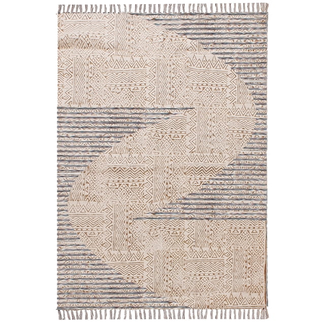 Casavani Handmade Blue Geometric Cotton Dhurrie Area Rug Hallway, Stair, Kitchen Runner Rug 2.6x10 feet