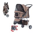 thumbnail image 1 of PawHut Deluxe 3 Wheels Pet Stroller with Brake, Canopy, Cupholders (Red), 1 of 9