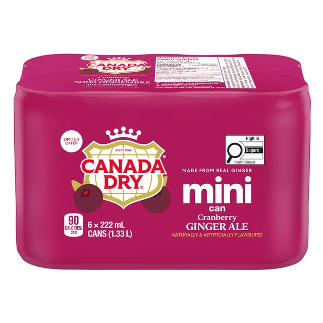 Canada Dry Cranberry Ginger Ale 222 mL Mini-Can 6 Pack