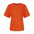 thumbnail image 5 of Yuyuzo Chemises d'Été pour Femmes Col Rond Manches Courtes Tee Tops Blouses Amples Unies, 5 of 5