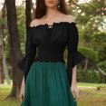 thumbnail image 2 of bbymog Womens Renaissance Peasant Blouse Off Shoulder Trumpet Sleeve Tops Black S, 2 of 7