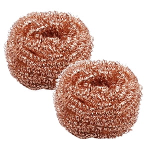 Leojiow 2Pcs Copper Sponge Copper Scraper Copper Sponge For Kitchen Kitchen Cleaning Tools Copper Scouring Pad Scrubbing Scour Pads Stainless Steel Wool Scrubber Scrubbing Scouring Pad 6X4Cm