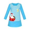 thumbnail image 1 of Robe Fille Noël Père Noël Rayée Bleue Coton 5 Ans, 1 of 6