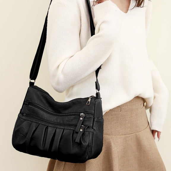 Feltree Sac à Bandoulière Mode multi-Couches pour Femmes 2025 Nouveau Sac Plissé à Bandoulière Mode Grande Capacité Pratique et Polyvalent Sac Fourre-Tout Tendance pour Femmes