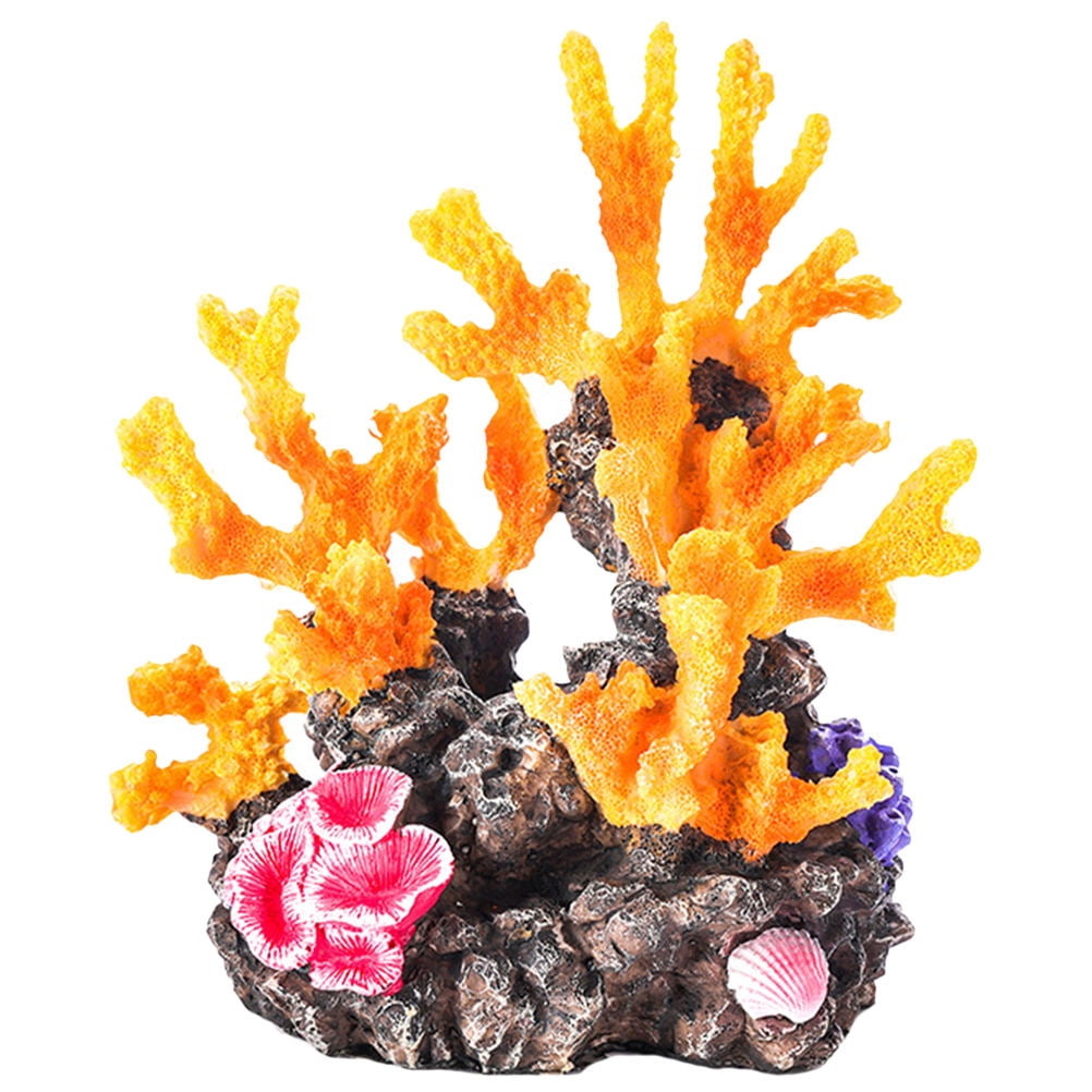 HONMEET Realistic Yellow Coral Reef Decor Resin Material for Fish Tank and Aquarium Enhancement