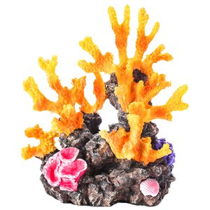 HONMEET Realistic Yellow Coral Reef Decor Resin Material for Fish Tank and Aquarium Enhancement