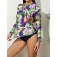 thumbnail image 4 of Charmo Women's Long Sleeve Rash Guard Tie Dye UV Protection Swim Shirt UPF 50, 4 of 6