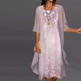 thumbnail image 1 of JUNWELL Robes pour Mère de la Mariée Ensemble Deux Pièces pour Femmes Robe Midi à Imprimé Floral avec Cardigan en Mousseline de Soie Formelle de Fête Sans Manches Grande Taille Robes d'Invitée de Mariage pour Femmes 2024 Tenue de Villégiature, 1 of 9
