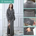 thumbnail image 2 of Artfasion Womens Long Flannel Bathrobe Solid Soft Plush Bath Robe Microfiber Fleece Full Length Sleepwear, 2 of 6