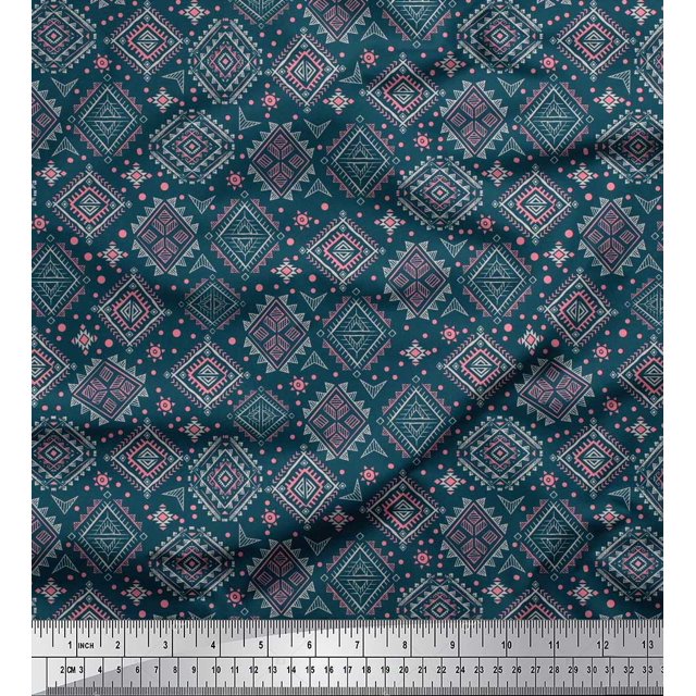 Soimoi Rayon Crepe Fabric Aztec Southwestern Print Fabric by Yard 46 Inch Wide