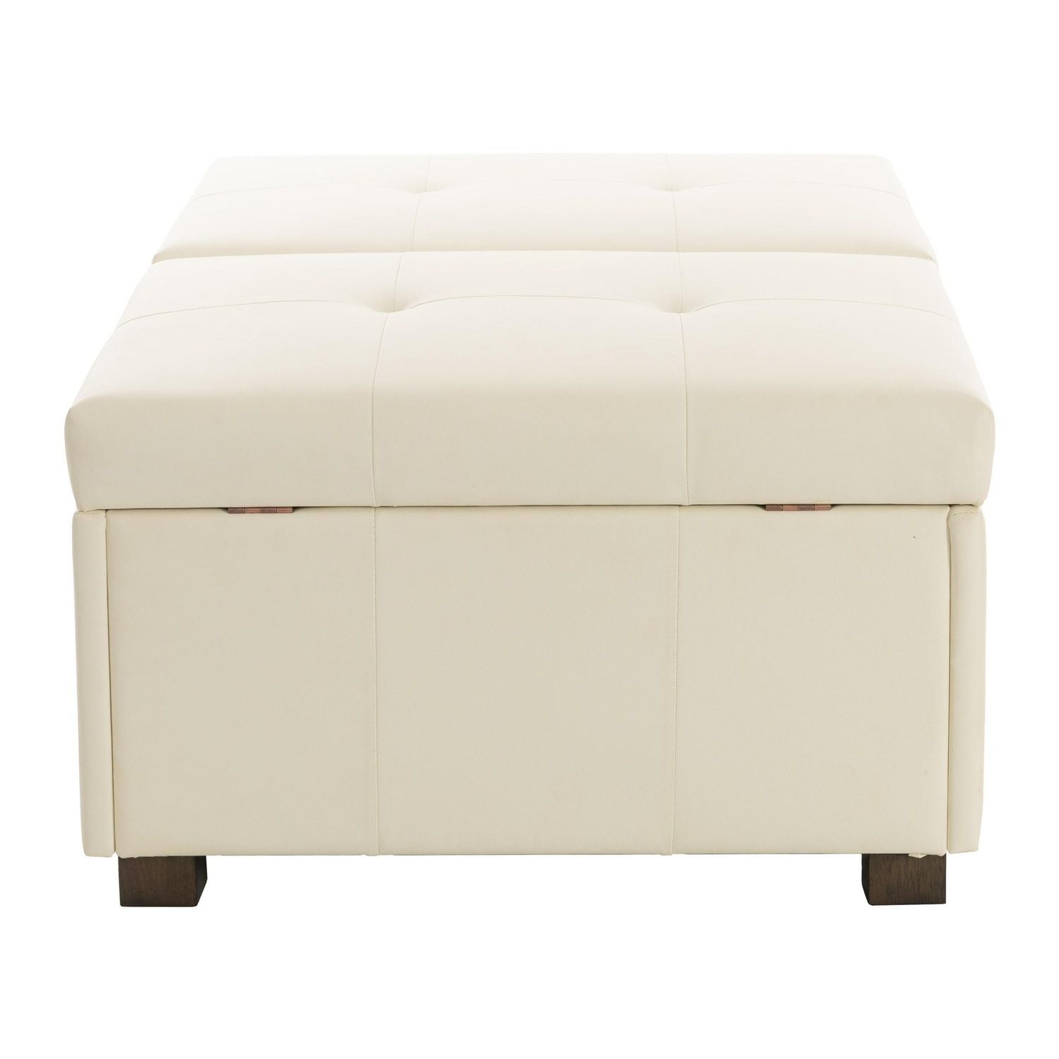 Pouf de rangement double de luxe CorLiving Antonio en similicuir de qualité supérieure avec pieds en bois
