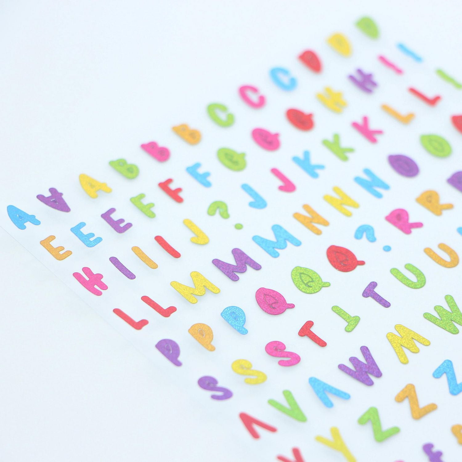 CRAFTY & CO. Alphabet Stickers Black, 518 pcs, 2 Sheets, Rainbow