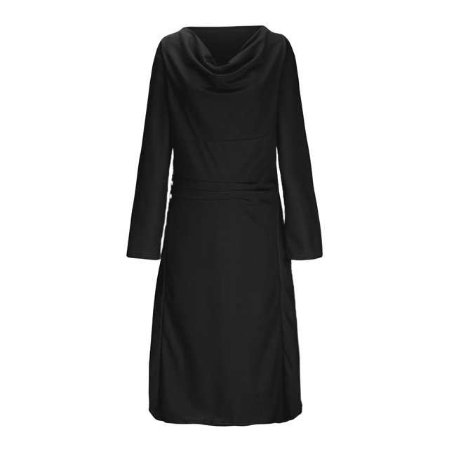 Gspmoly Robes d'Été pour Femmes 2025, Mode Femmes Robe Chemise à Col Rond Uni à Manches Longues Taille Haute Robes de Soirée pour Femmes Économies d'Été