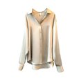thumbnail image 2 of Chemise Boutonnée Style Décontracté pour Femmes Voyage Randonnée Travail Réunion Polyester Blouse à Revers Manches Longues Vêtements Vêtements Champagne Abricot m, 2 of 8