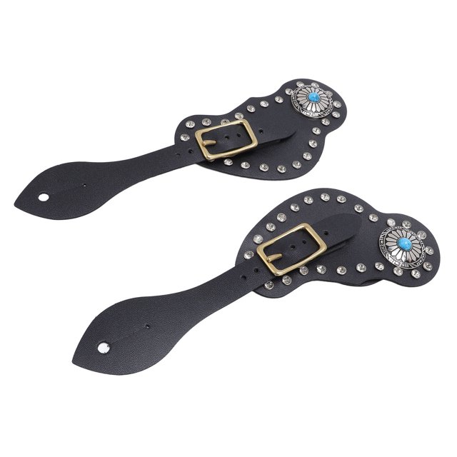 TOPINCN 2PCS Spur Straps for Cowboy, Boots Equipment, Rodeo, Equestrian, Full Grain Leather, Handmade Accessories