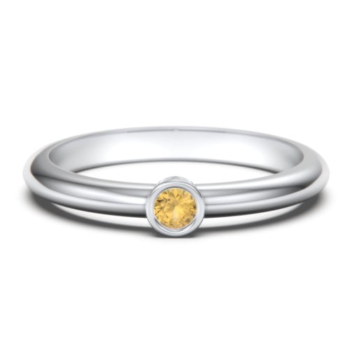 Bague Classique à Pierre de Naissance Sertie Clos - Citrine (Novembre)