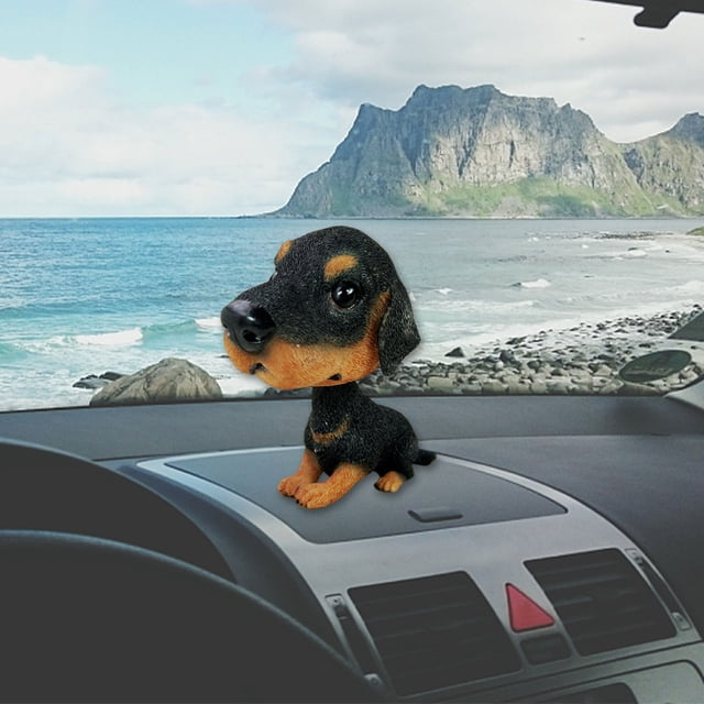 Resin Bobble Head Car Ornament – Spring-Shaking Dashboard Decor for Cars/Trucks, Multi-Color Self-Cleaning Auto Accessories ,4.3in Black
