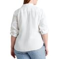 thumbnail image 2 of LAUREN RALPH LAUREN Chemisier à Manches à Languettes Roulées Blanc pour Femmes à Col Pointu Boutonné Grande Taille3X, 2 of 2