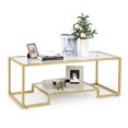 thumbnail image 1 of Costway 45" Coffee Table Rectangular Tempered Glass Accent Table W/ Shelf Living Room, 1 of 10
