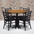 thumbnail image 3 of 36'' Round Black Laminate Table Set with X-Base and 4 Ladder Back Metal Chairs - Burgundy Vinyl Seat, 3 of 3