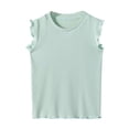 thumbnail image 1 of LUOGENLI T-Shirt pour Filles Hauts d'Été pour Filles Manches Courtes Col Rond Blouse Tenue Décontractée T-Shirt Ludique pour Tous les Jours Tissu Confortable Extensible Âge 4 10 Maxi Hauts avec Shorts Vert 4-5 Ans, 1 of 2