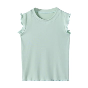 HNMKIU Girls Tops Flutter Sleeve Ruffle Design Comfortable Everyday Wear for Kids Fashionable Casual Outdoor Summer Shirts