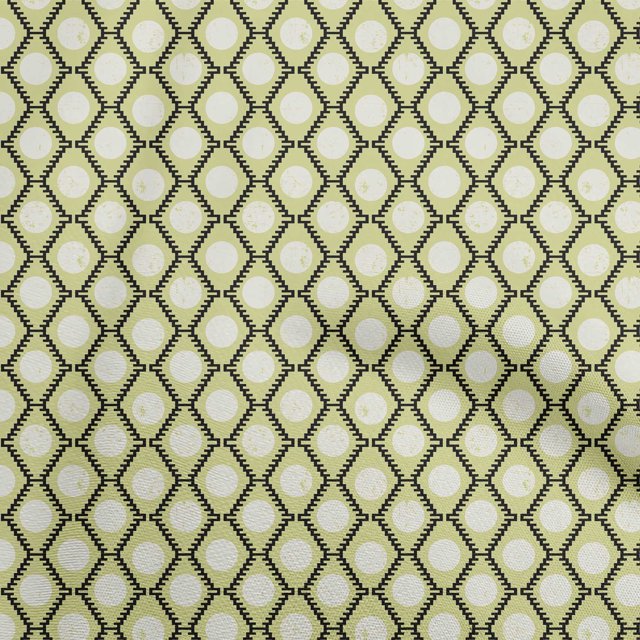 oneOone Polyester Spandex Light Green Fabric Asian Block Print Geometric Sewing Craft Projects Fabric Prints By Yard 56 Inch Wide