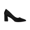 thumbnail image 3 of BLISSFUL STEP Chaussures pour Femmes Bout Pointu à Enfiler Escarpins à Talon Bloc en Faux Suède Noir 7, 3 of 8