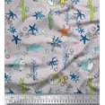 thumbnail image 1 of Soimoi Velvet Fabric Fish,Coral & Starfish Ocean Fabric Prints by Yard 58 Inch Wide, 1 of 3