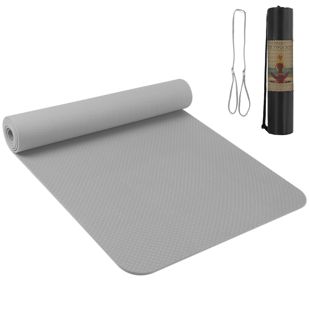 2.05×24.01 Inch Portable Yoga Mat Thickened Exercise Mat Non-slip Fitness Mat with Strap and Storage Bag