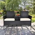 thumbnail image 3 of Gymax Cushioned Patio Rattan Seat Loveseat Sofa Table Chairs, 3 of 10