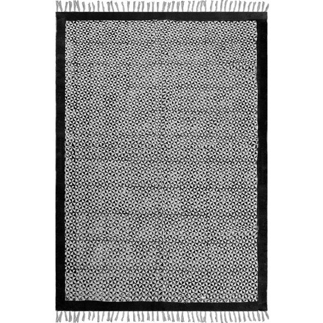 Casavani Handmade Cotton Runner Area Rug for Hallway & Stairs Block Printed Entrance Runner Rug, Black 2.6x4 feet