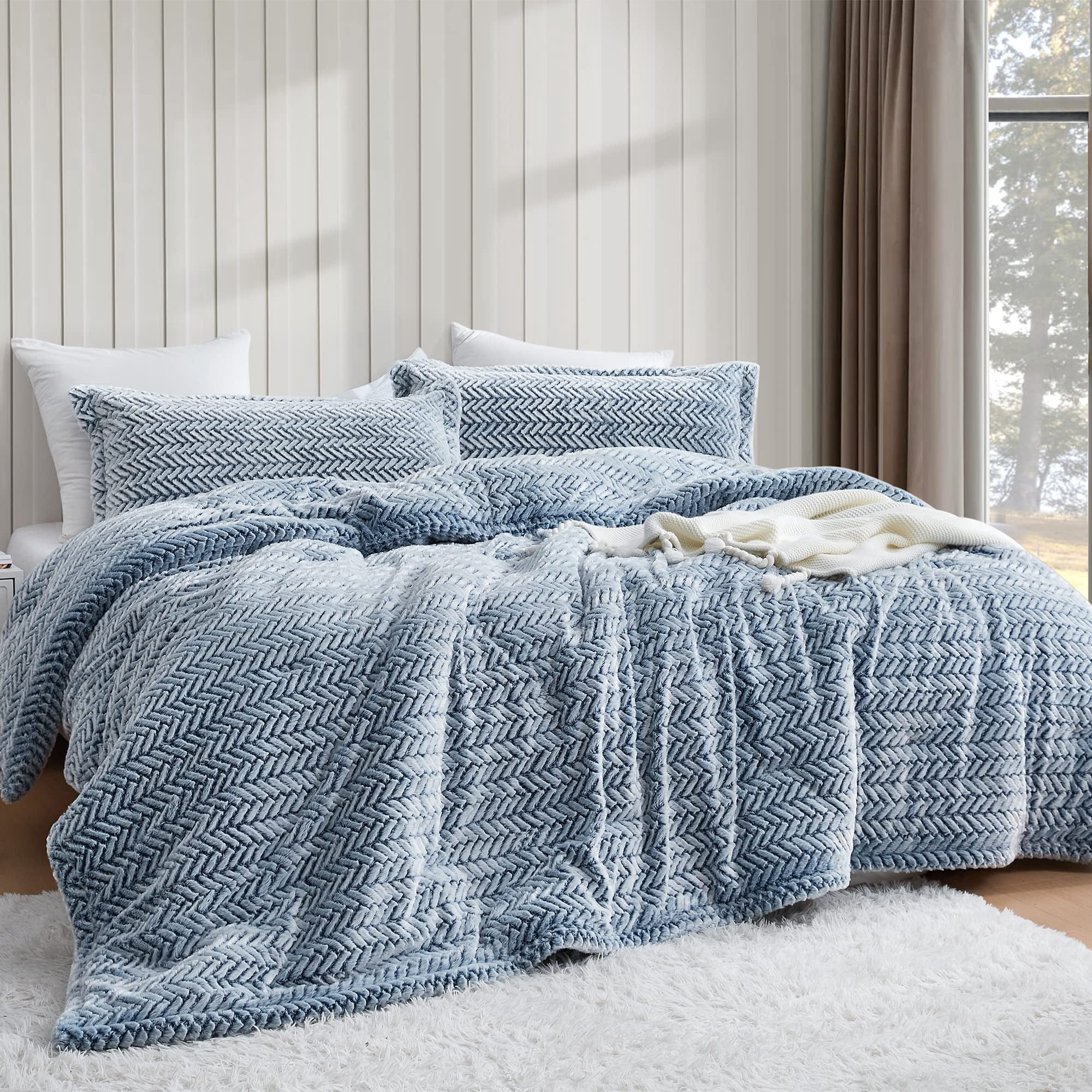 Byourbed Cozy Peaks - Coma Inducer Oversized King Comforter Set - Chevron Frosted Navy