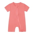 thumbnail image 1 of MIASHUI Baby Short Sleeve Rompers Girls Boys Zipper Jumpsuit Pajamas,Pink,3-6 Months, 1 of 2