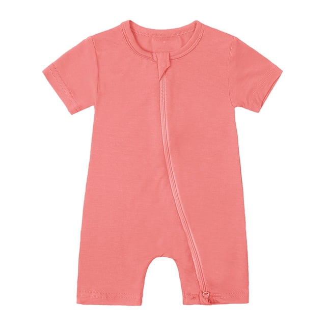 MIASHUI Baby Short Sleeve Rompers Girls Boys Zipper Jumpsuit Pajamas,Pink,3-6 Months