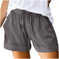 thumbnail image 2 of Pisexur Womens Shorts Solid Color Elastic Waist Shorts Summer Casual Adjustable Drawstring Shorts Quick Dry Gym Yoga Workout Shorts Comfy Loose Linen Shorts Plus Size Shorts with Pockets S-5XL, 2 of 7