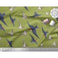 thumbnail image 3 of Soimoi Green Poly Georgette Fabric Flying Woodpecker Bird Printed Fabric 1 Yard 52 Inch Wide, 3 of 3
