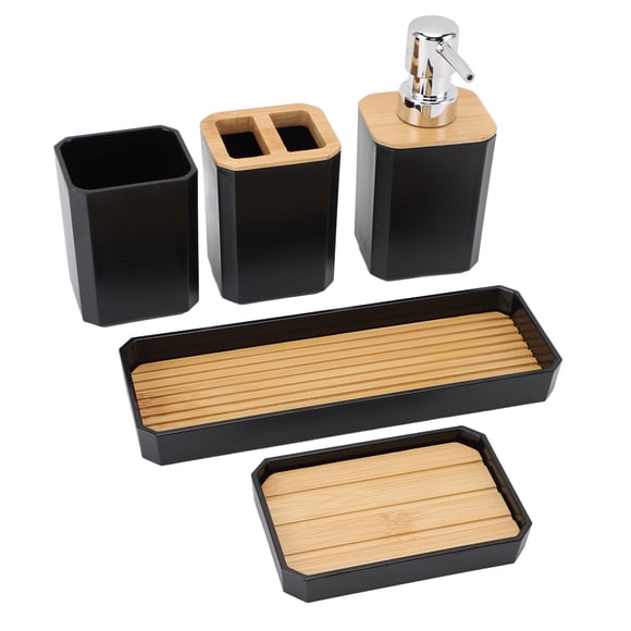 Ensemble d'Accessoires de Salle de Bain, Ensemble de Bain Ensemble d'Accessoires de Bain Ensemble de Salle de Bain avec Porte-Brosse à Dents Gobelet Bouteilles de Lotion Plateau Porte-Savon