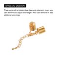 thumbnail image 4 of Unique Bargains 10Sets 9mm Leather Cord End Caps with Lobster Clasps & Extender Chain for DIY, Light Golden, 4 of 7