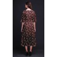 thumbnail image 4 of Bimba Robe Droite Asymétrique pour Femmes en Coton à Imprimé Floral Feuilles Roses et Tulipes avec Poche, Manches Courtes, Col en V, Mi-Longue - Grand, 4 of 4