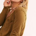 thumbnail image 4 of Women‘s Causal T-Shirt V Neck Long Sleeve Loose Fit Tops Solid Color Blouse Basic Tees, 4 of 5