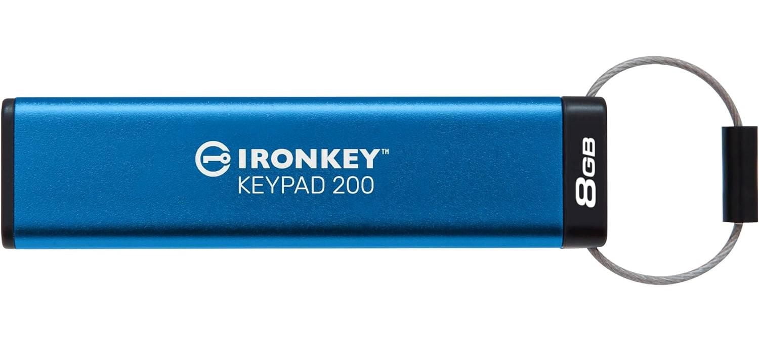 Kingston Ironkey Keypad 200 USB-A Clé USB cryptée 8 Go | Indépendant du système d'exploitation | FIPS 140-3 niveau 3 | XTS-AES 256 bits | Protection BadUSB et Brute Force | Option multi-broches | IKKP