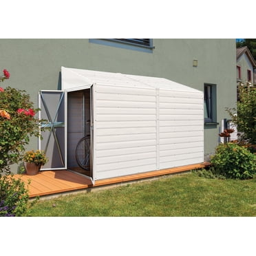 Yardsaver® 4 x 10 ft Steel Storage Shed Pent Roof Eggshell