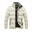 thumbnail image 1 of Men's Winter Jacket Winter Coat Down Cotton Jacket Mens Solid Color Short Coat Stand Collar Cotton Jacket, 1 of 1