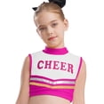 thumbnail image 1 of vastwit Kids Girls Mock Neck Tank Vest Shirts Sleeveless Color Block Letters Printed Cheerleading Uniform Crop Tops Hot Pink 6, 1 of 6
