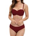 thumbnail image 1 of Women's High Waisted Bikini Two Piece Swimsuit - Vintage Retro Ruched Print Design - Push Up Support with Boyshorts Bottom, 1 of 5
