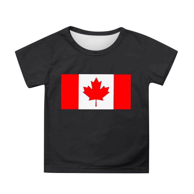 T-shirt à Manches Courtes pour Filles de la Fête du Canada, Col Rond d'Été, Coupe Décontractée, Chandails de Base
