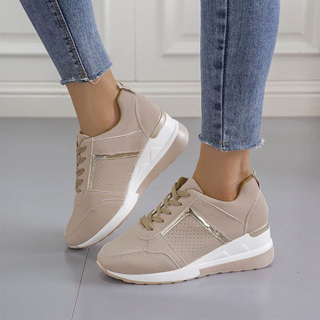 Babysbule Chaussures pour Femmes en Liquidation, Chaussures Plates-Formes Décontractées à Lacets à Talon Compensé à Paillettes Chaussures Simples Espadrilles Femmes