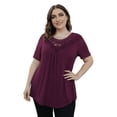 thumbnail image 2 of FOLUNSI Women's Plus Size Summer Tops Short Sleeve Lace Pleated Blouses Tunic Tops M-4XL, 2 of 6
