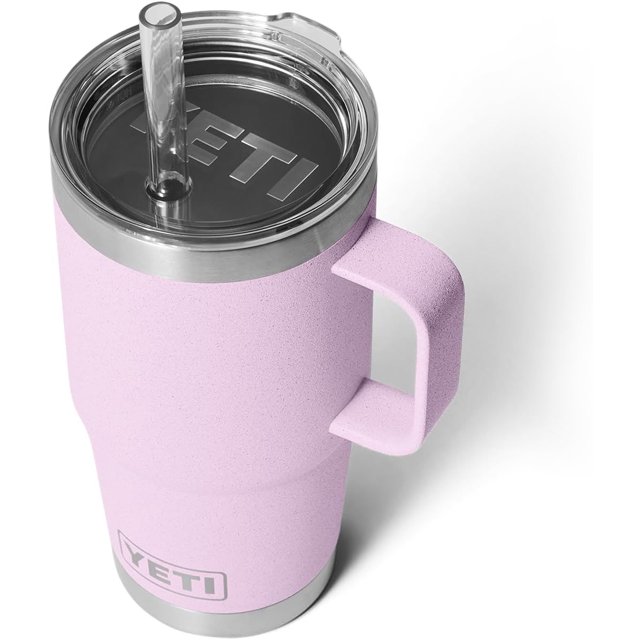 YETI Rambler Tasse en Paille 25 oz, Isolée sous Vide, Acier Inoxydable, Fleur de Cerisier